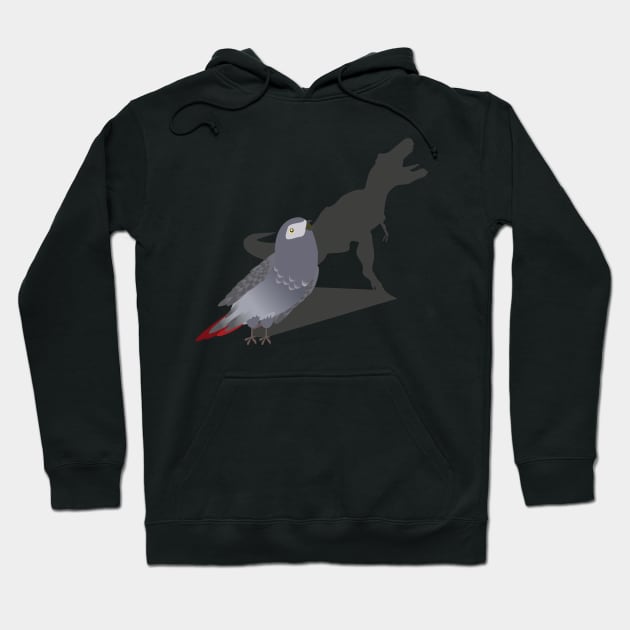 African Grey Parrot T-Rex Dinosaur Shadow and Pet Birds Hoodie by Riffize